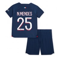 Fotbalové Dres Paris Saint-Germain Nuno Mendes #25 Dětské Domácí 2023-24 Krátký Rukáv (+ trenýrky)